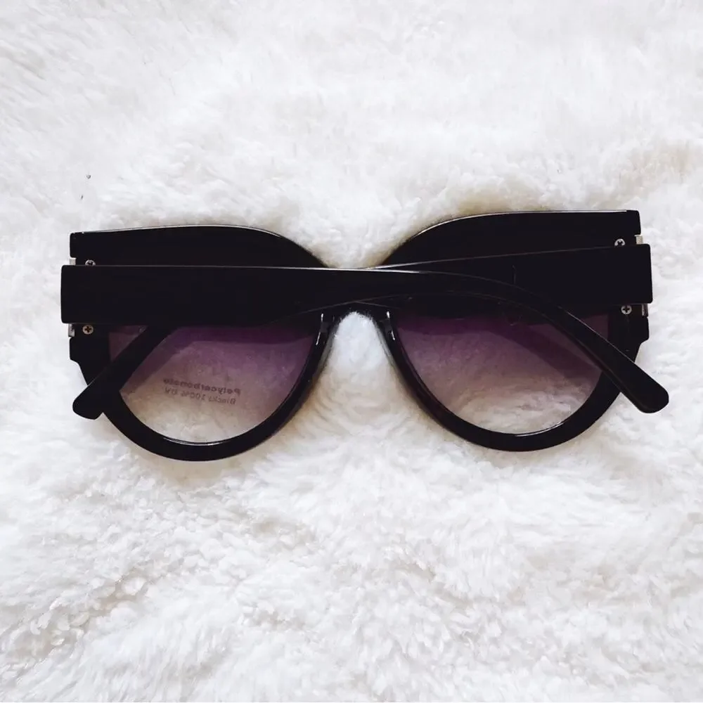 Rosy Black Cat Eye Oversized Sunglasses